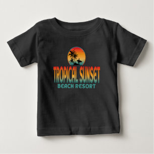 CAMISETA DE BEBÉ RESTAURANTE DE LA PLAYA TROPICAL SUNSET EN VERANO