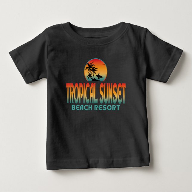 CAMISETA DE BEBÉ RESTAURANTE DE LA PLAYA TROPICAL SUNSET EN VERANO (Anverso)