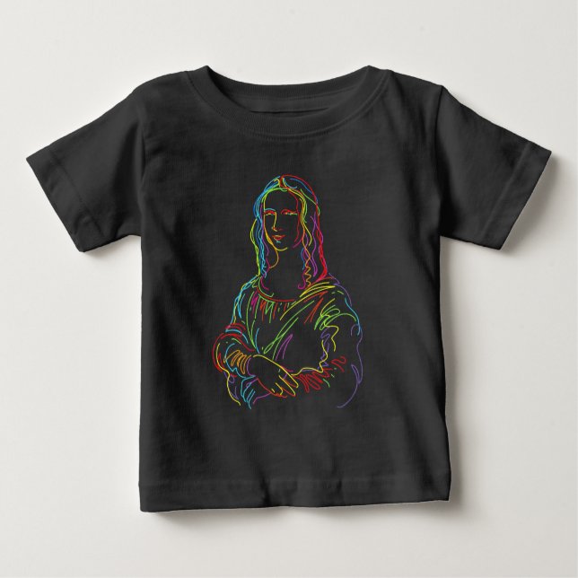 Camiseta De Bebé Resumen de Neon Mona Lisa Line Art (Anverso)
