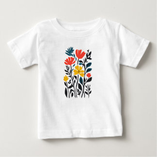 Camiseta De Bebé Resumen Flora, arte floral moderno Baby T-Shirt