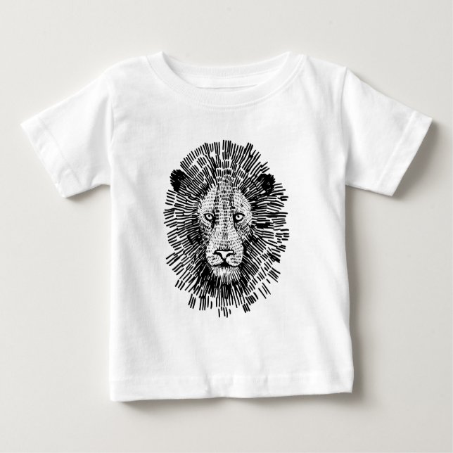 Camiseta De Bebé Resumen Negrita Ilustracion de cara de león (Anverso)