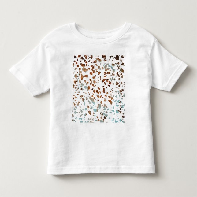 Camiseta De Bebé Resumen Terrazzo Mosaic Rust Brown & Blue Pattern (Anverso)