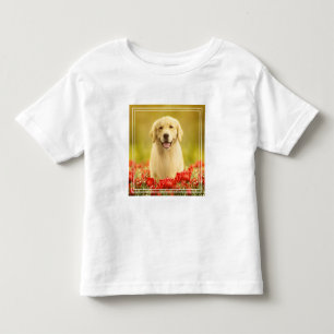 Camiseta De Bebé Retén de oro en flores rojas