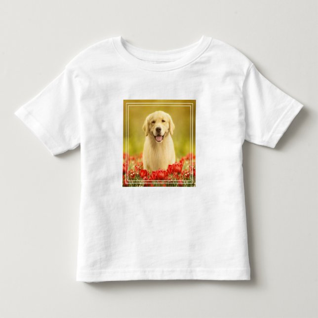 Camiseta De Bebé Retén de oro en flores rojas (Anverso)