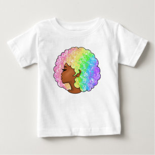 Camiseta De Bebé Retrato Afro Arcoíris Pastel Groovy Retro Rizado 