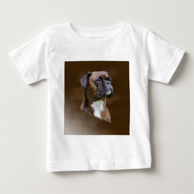 Camiseta De Bebé Retrato de arte de pintura con aceite de perro de  (Anverso)