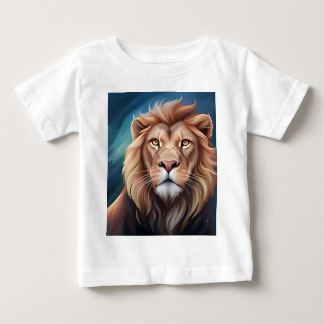 Camiseta De Bebé Retrato de arte digital de león (Anverso)