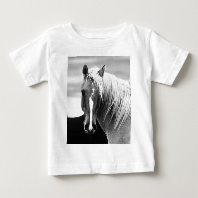 Camiseta De Bebé Retrato de caballo BW (Anverso)