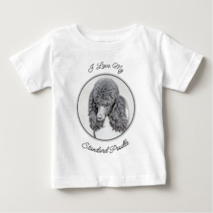 Camiseta De Bebé Retrato de Caniche Estándar Parti Negro - Arte de 