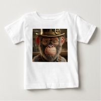 Retrato de chimpancé steampunk con sombrero de cop