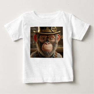 Camiseta De Bebé Retrato de chimpancé steampunk con sombrero de cop