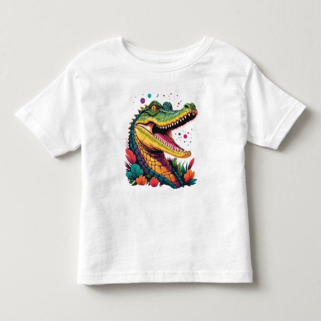 Camiseta De Bebé Retrato de cocodrilo colorido (Anverso)