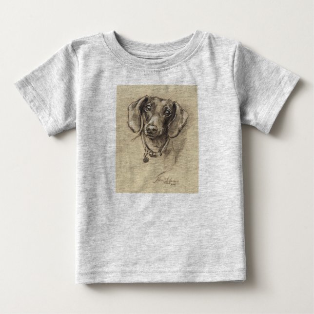 Camiseta De Bebé Retrato de Dachshund (Anverso)