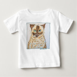 Camiseta De Bebé Retrato de Gato Excéntrico y Colorido