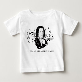 Camiseta De Bebé Retrato de Johann Sebastian Bach y busto con notas