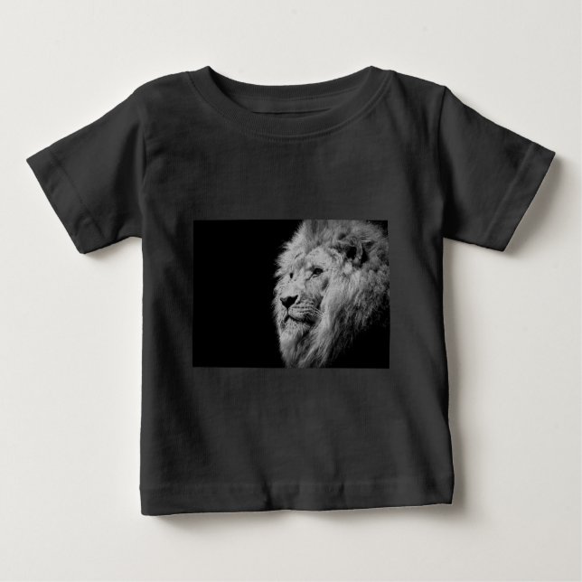 Camiseta De Bebé Retrato de León Blanco Negro - Fotografía animal (Anverso)