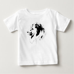 Camiseta De Bebé Retrato de león (negro)