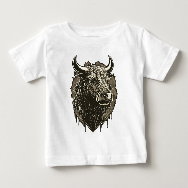 Camiseta De Bebé Retrato de toro (Anverso)