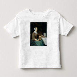 Camiseta De Bebé Retrato de un Chica sentado en una mesa