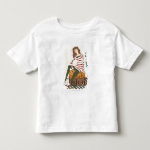 Camiseta De Bebé Retrato de una joven sentada en una maleta