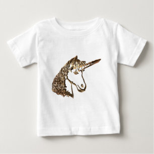 Camiseta De Bebé Retrato de Unicornio con aspecto de oro mágico