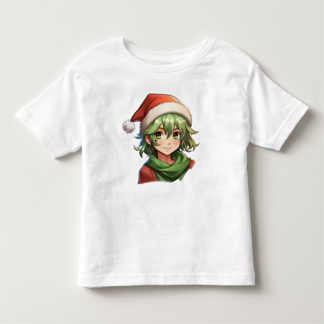 Camiseta De Bebé Retrato Elf de Navidades de Estilo Anime (Anverso)