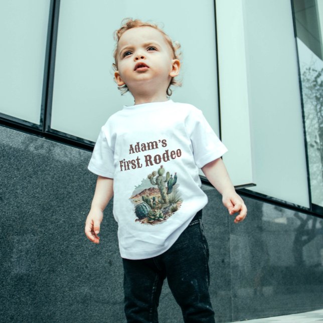 Camiseta De Bebé Retro 1er Cumpleaños Western Cactus Rodeo (Subido por el creador)