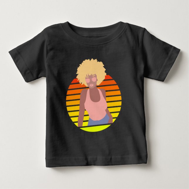 CAMISETA DE BEBÉ RETRO AFRO QUEEN - REINA AFROAMERICANA (Anverso)