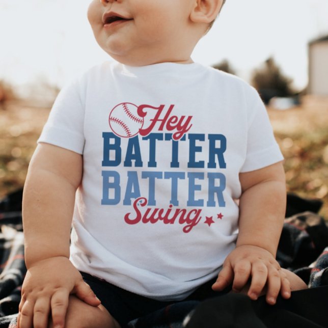 Camiseta De Bebé Retro Baseball Hey Batter Batter Swing (Subido por el creador)