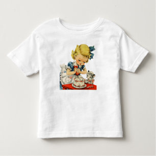 Camiseta De Bebé Retro Birthday Girl Cake Cat Artwork
