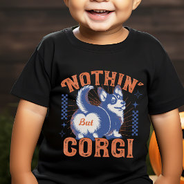 Camiseta De Bebé Retro Corgi Nada Más Que Corgi Butt Naranja & Navy