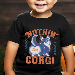 Camiseta De Bebé Retro Corgi Nada Más Que Corgi Butt Naranja & Navy