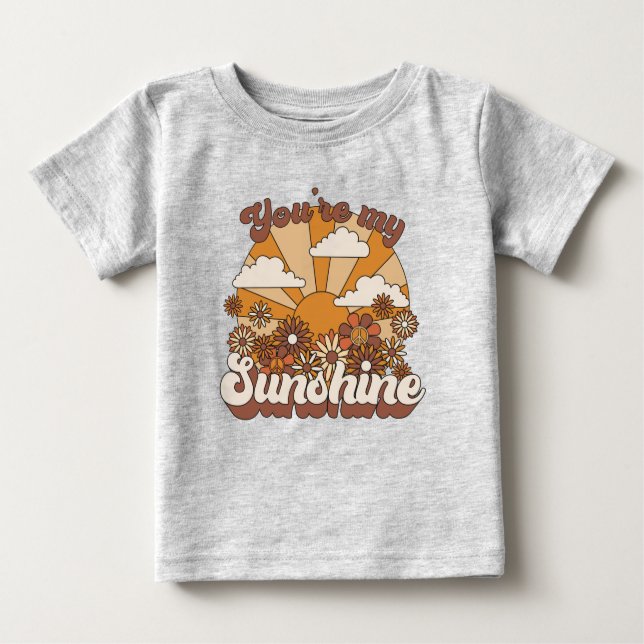 Camiseta De Bebé Retro Groovy | Eres mi Sunshine (Anverso)