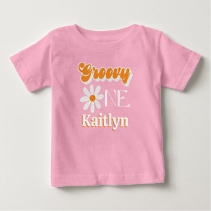 Camiseta De Bebé Retro Groovy Un Chica Primer Cumpleaños