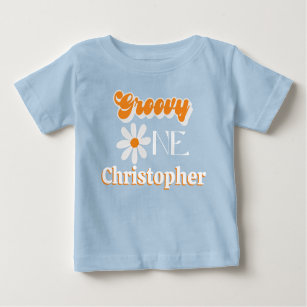 Camiseta De Bebé Retro Groovy Un niño primer cumpleaños