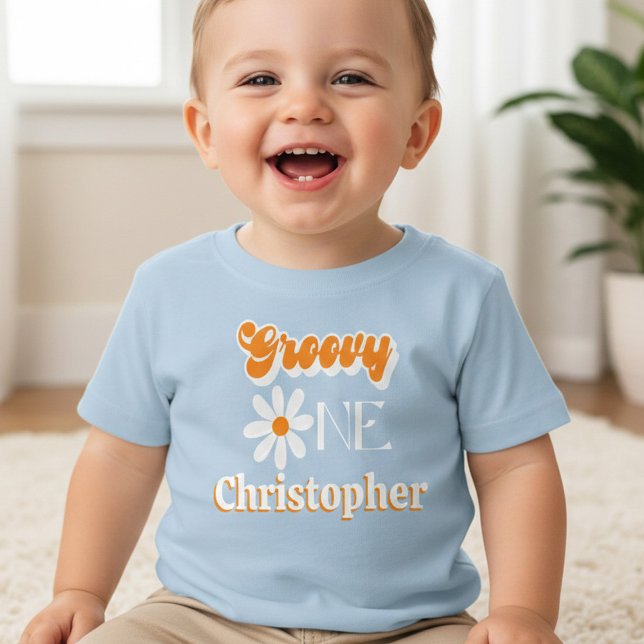 Camiseta De Bebé Retro Groovy Uno Niño 1er Cumpleaños (Subido por el creador)