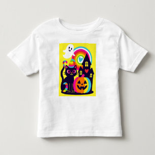 Camiseta De Bebé Retro Halloween Kawaii Gato negro, diseño de calab