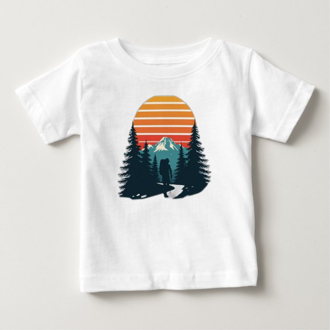 Camiseta De Bebé Retro Hiker Mountain Adventure  (Anverso)