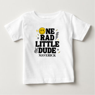 Camiseta De Bebé Retro One Rad Little Dude Sonrisa Chico Cumpleaños