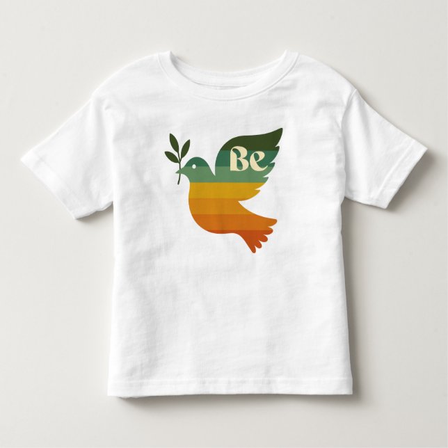 Camiseta De Bebé Retro Rainbow Be Peace Dove Toddler Tshirt (Anverso)