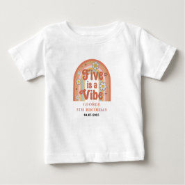 Camiseta De Bebé Retro Rainbow FIVE is a Vibe Groovy 5th Birthday