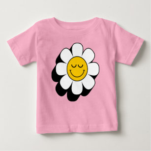 Camiseta De Bebé Retro Smiley Happy Flower