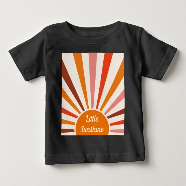 Camiseta De Bebé Retro Sun Rays Naranja de la puesta de sol rojo am (Anverso)