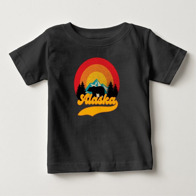 Camiseta De Bebé Retro Sunset Alaska Juneau Bear Mountains Wild AK (Anverso)
