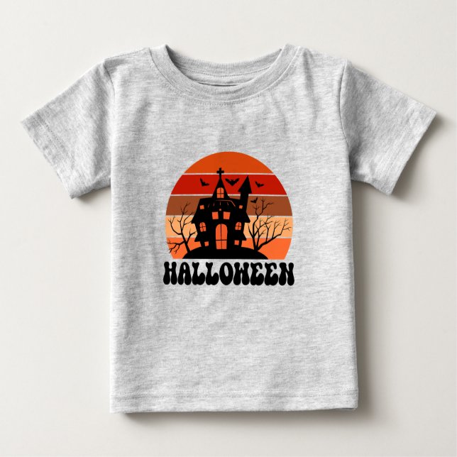 Camiseta De Bebé Retro Sunset Halloween (Anverso)