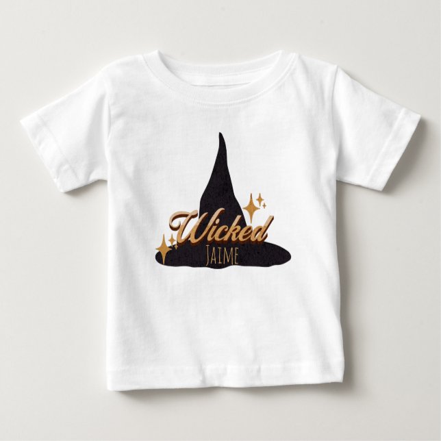 Camiseta De Bebé Retro Witch Gorra Nombre malvado (Anverso)
