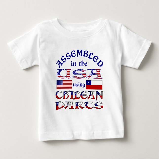 Camiseta De Bebé Reunido en Estados Unidos usando piezas chilenas (Anverso)