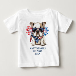 Camiseta De Bebé Reunión familiar del 4 de julio del Bulldog Rojo A
