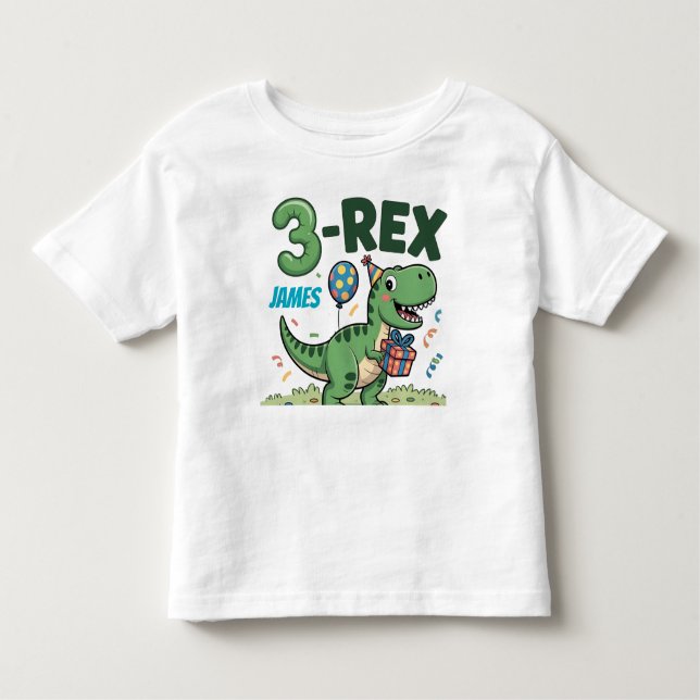 Camiseta De Bebé Rex Adorable Dinosaur 3er cumpleaños Toddler Tee (Anverso)