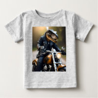 **"Rex reactivado: T-Rex en cuero en motocicleta